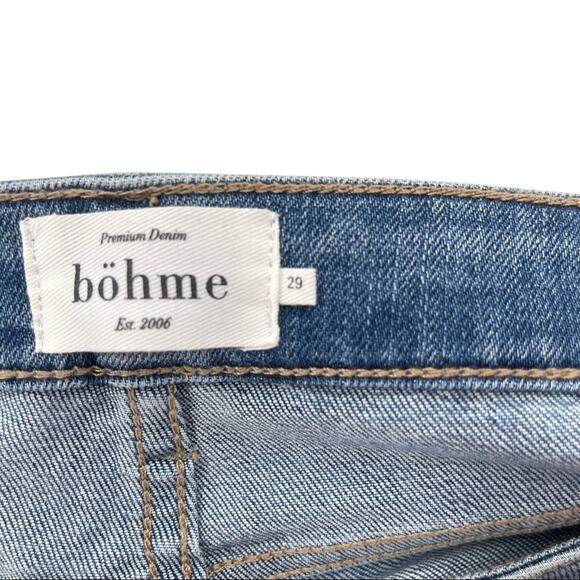 Bohme Premium Denim High Waisted Light Wash Straight Leg Distressed Jean Size 29 - Picture 6 of 9